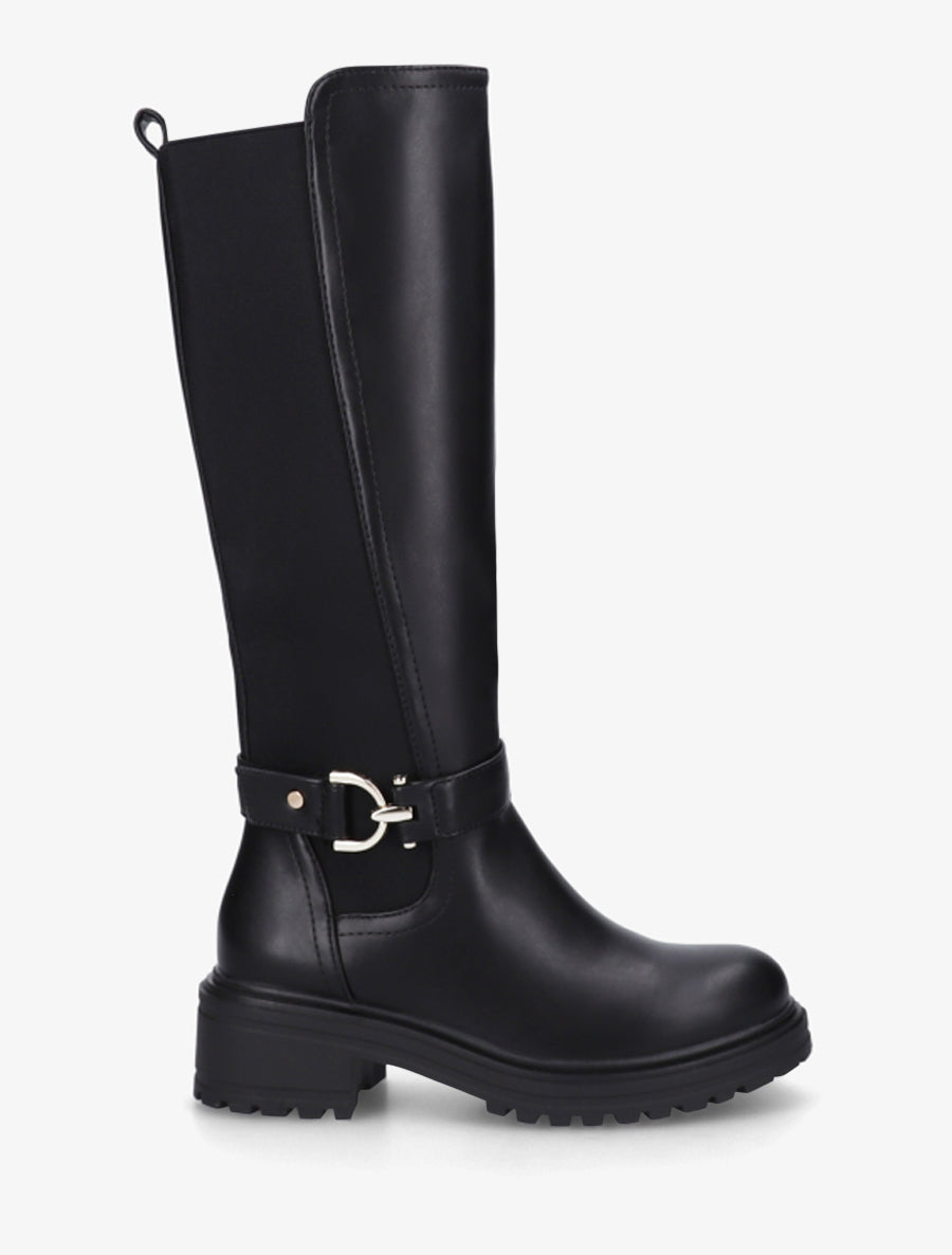 Bottes classiques élastiquées en simili - Noir - 1