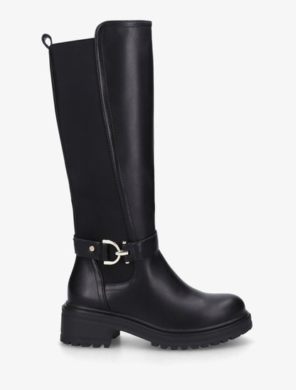 Bottes classiques élastiquées en simili - Noir - 1