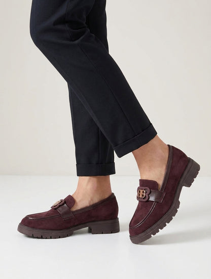 Suède loafers met decoratieve gesp - Bordeaux