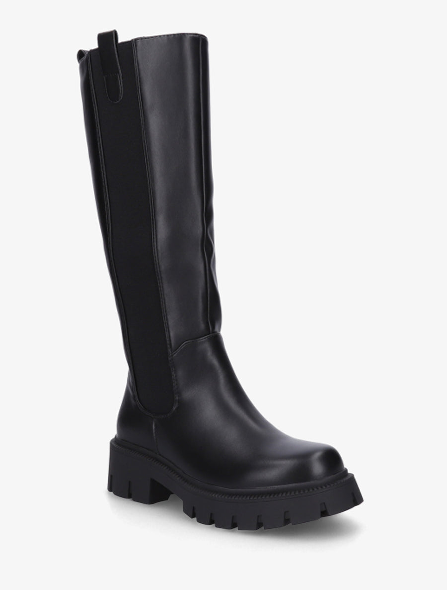 Bottes élastiquées en simili - Noir - 2