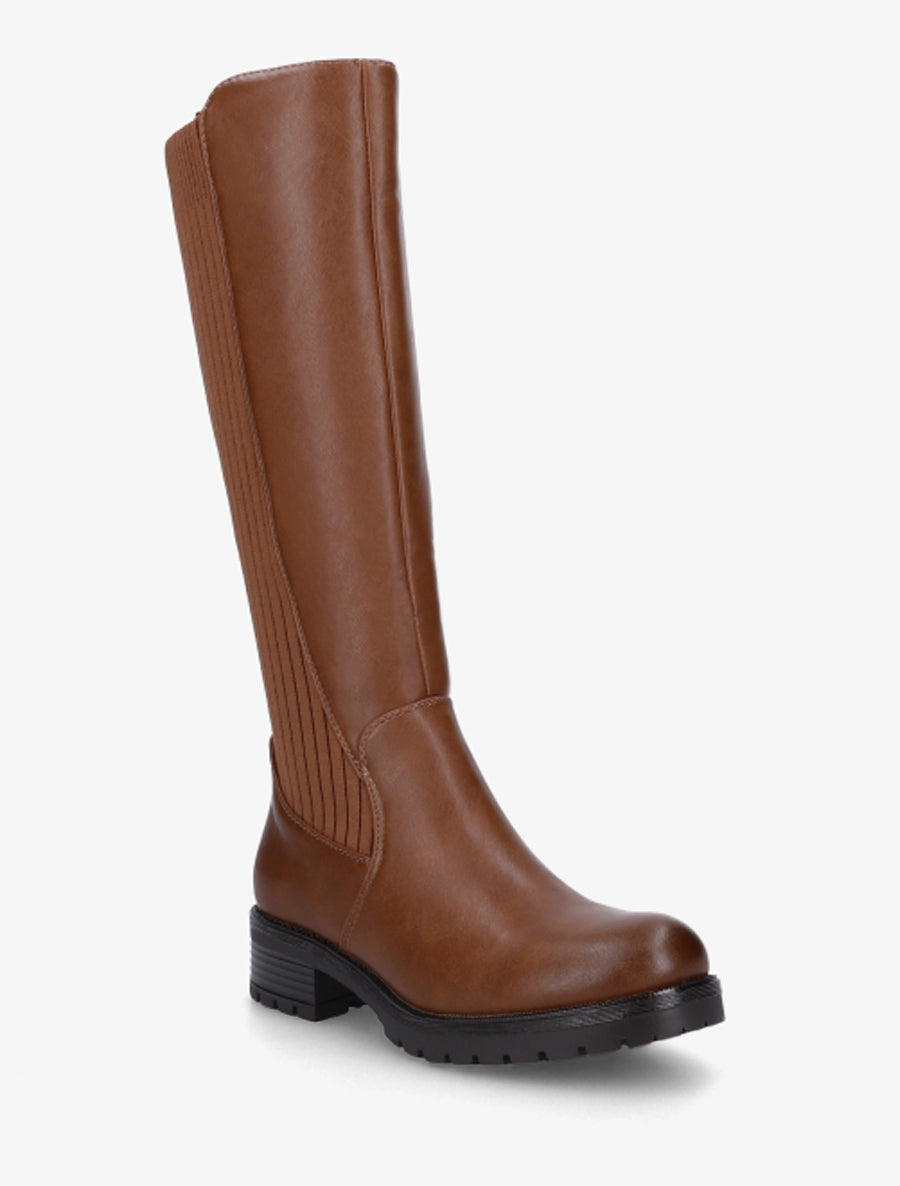 Bottes élastiquées en tissu côtelé - Camel - 2
