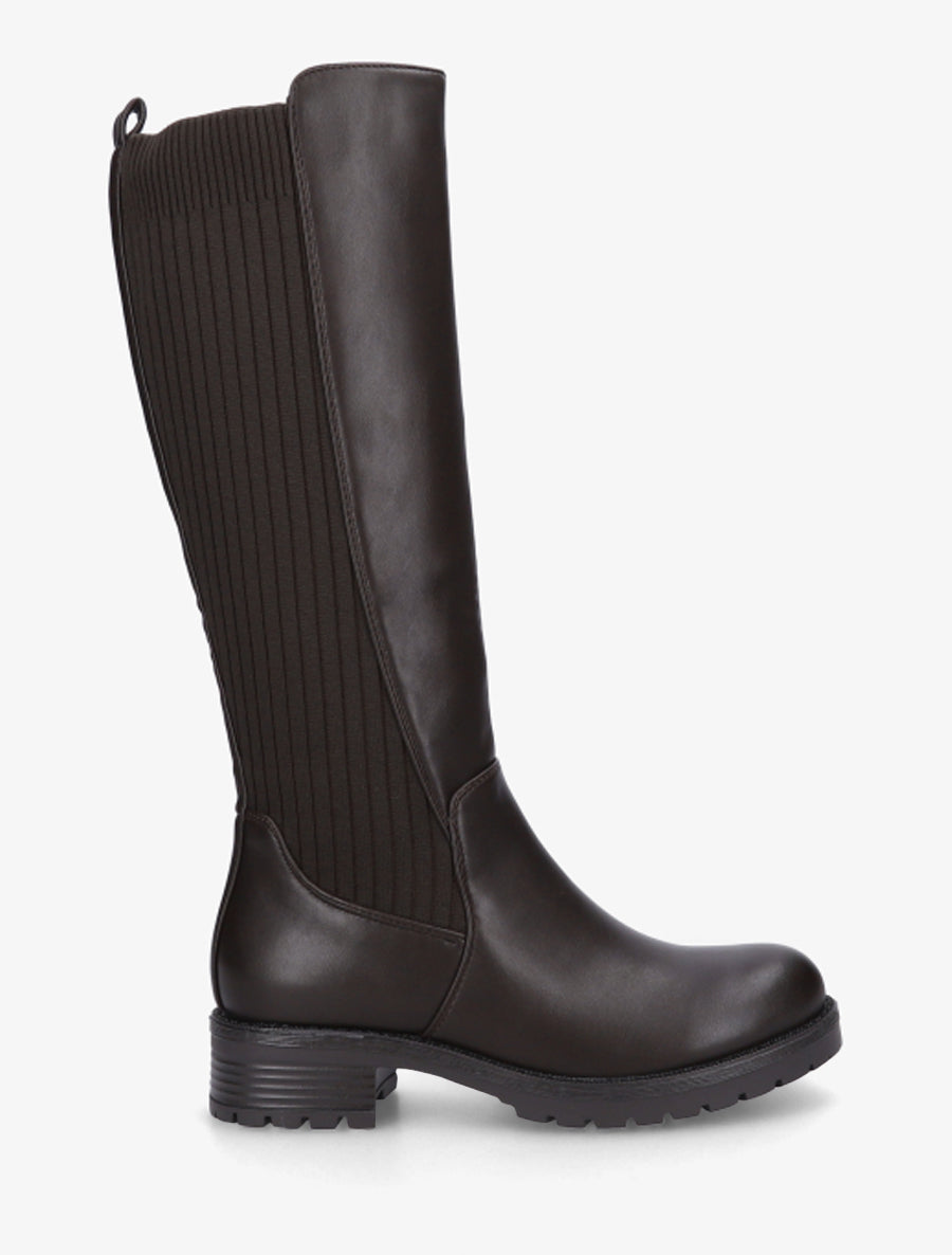 Bottes élastiquées en tissu côtelé - Chocolat - 1