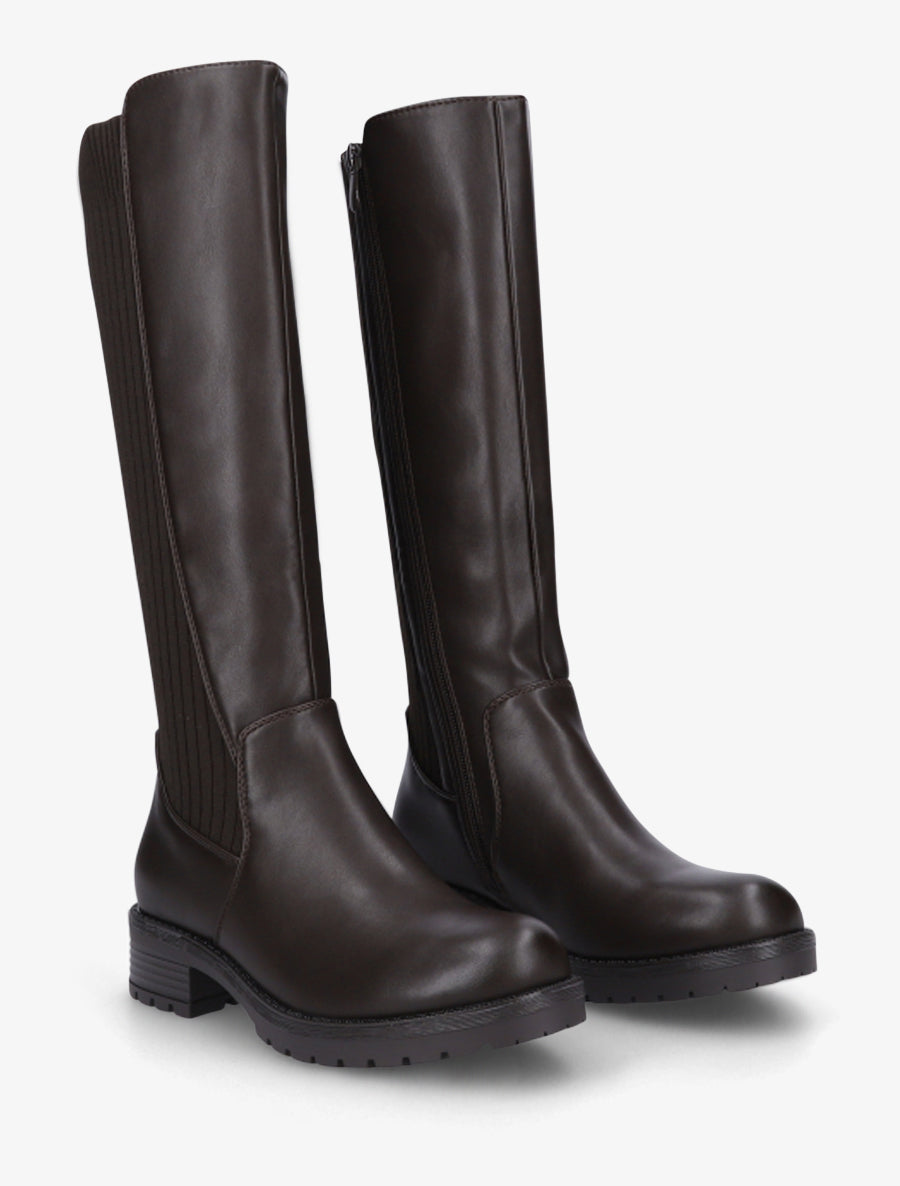 Bottes élastiquées en tissu côtelé - Chocolat - 4