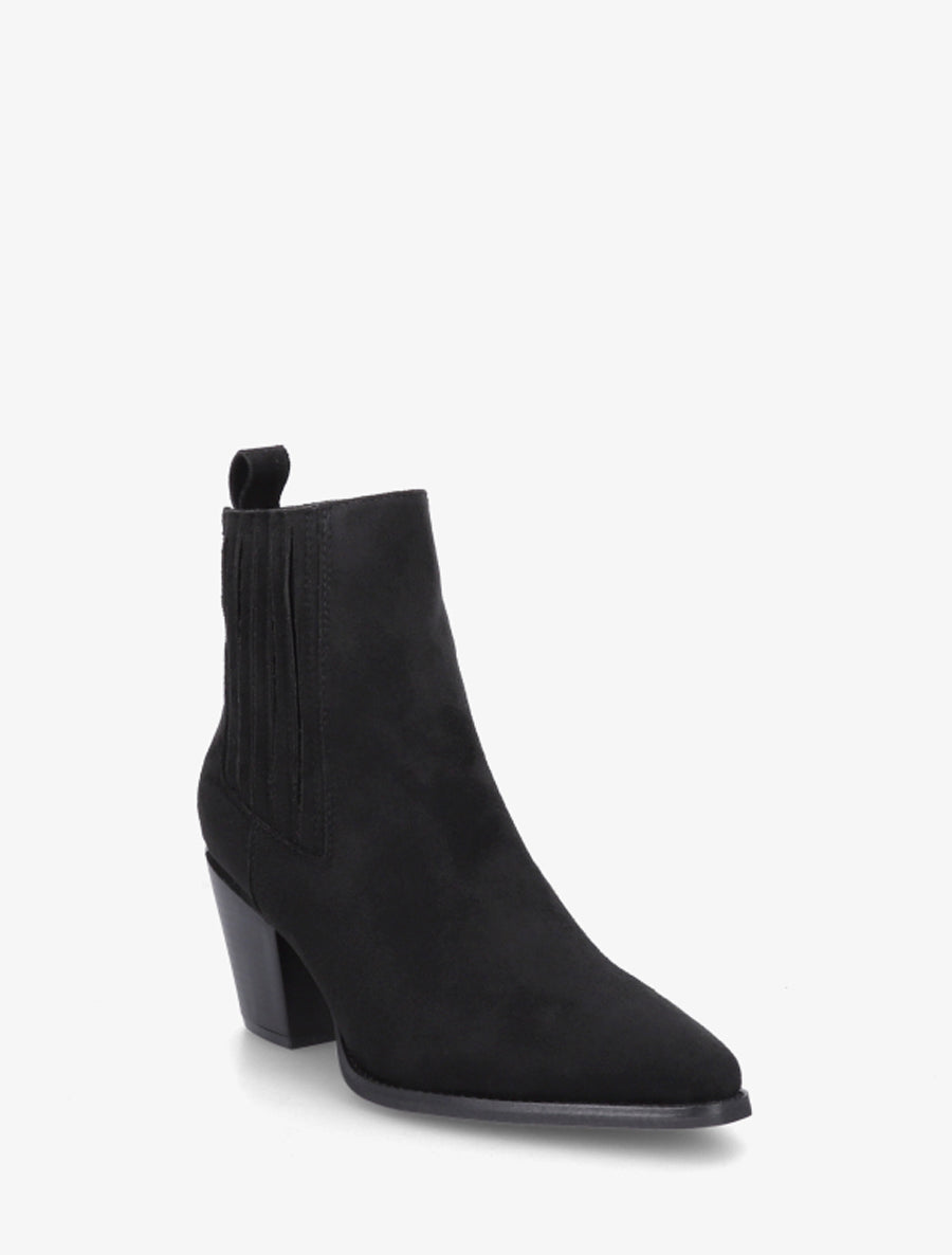 Bottines en suédine style santiags - Noir - 2