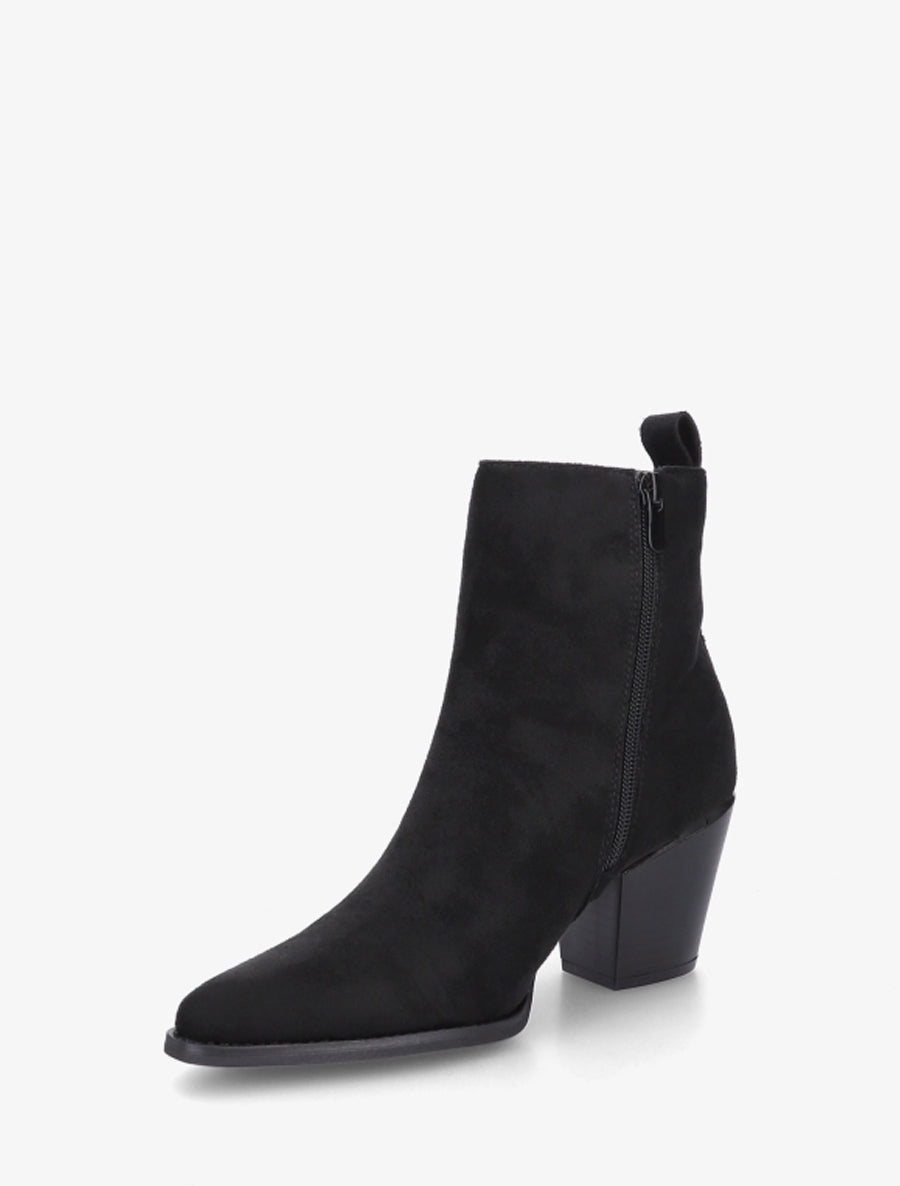 Bottines en suédine style santiags - Noir - 3
