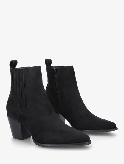Bottines en suédine style santiags - Noir - 4