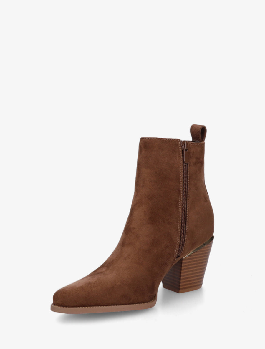 Bottines en suédine style santiags - Chocolat - 3