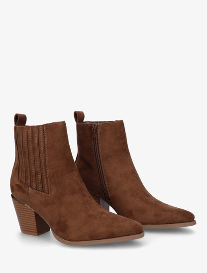 Bottines en suédine style santiags - Chocolat - 4