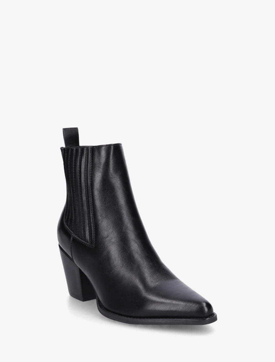 Bottines en simili style santiags - Noir - 2