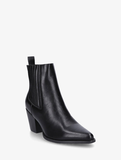 Bottines en simili style santiags - Noir - 2