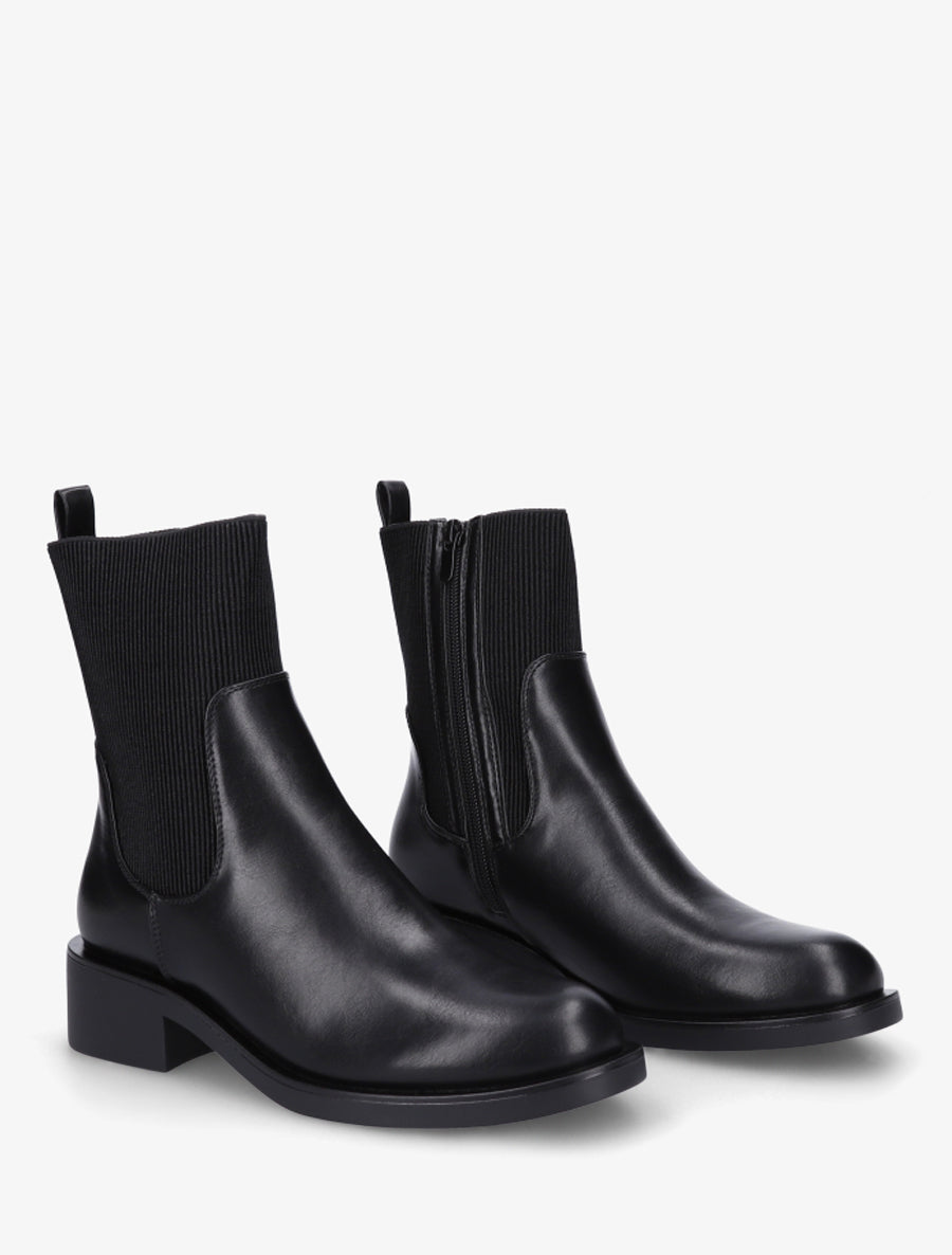 Bottines élastiquées en simili - Noir - 4