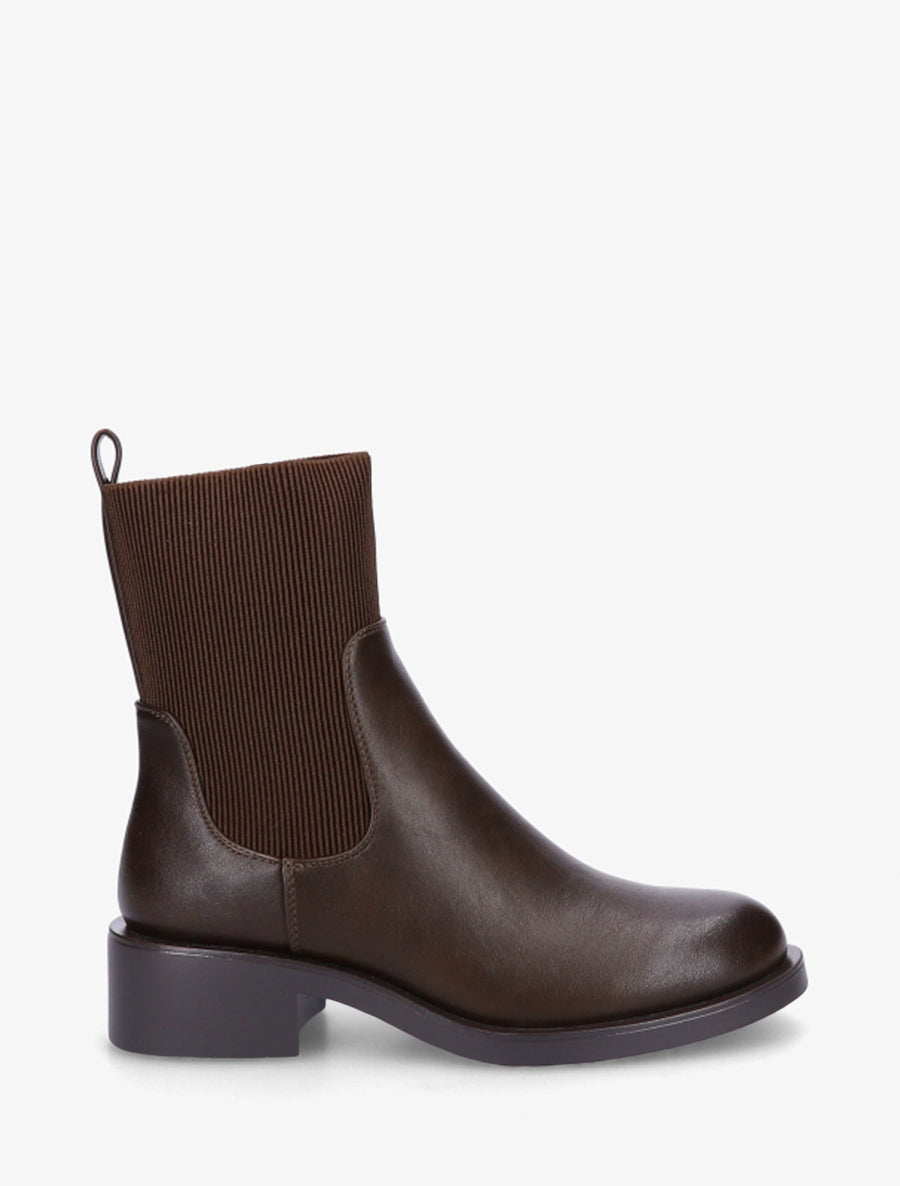 Bottines élastiquées en simili - Chocolat - 1