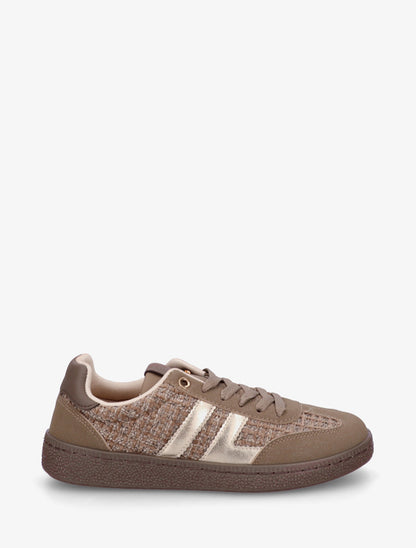 Baskets en tweed et suédine - Taupe - 1