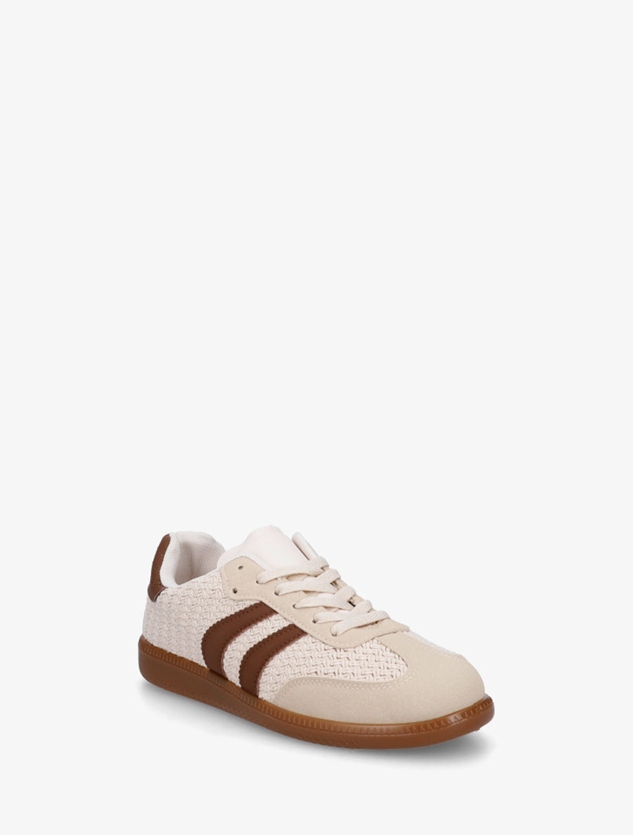 Sneakers en maille et bandes contrastantes - Beige - 2