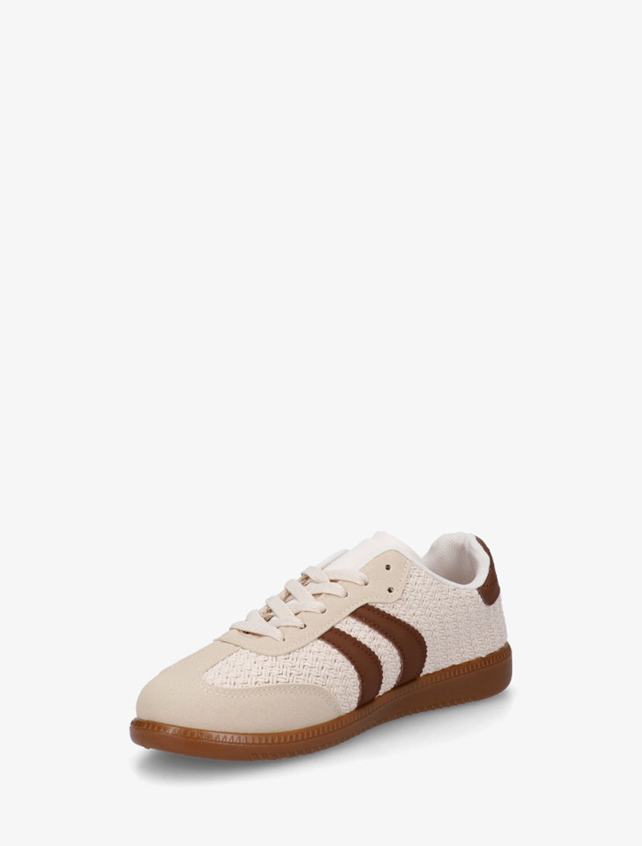 Sneakers en maille et bandes contrastantes - Beige - 3