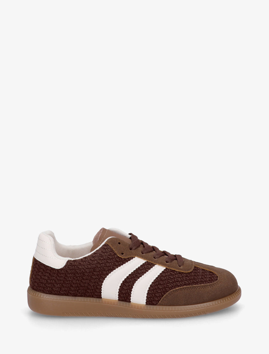 Sneakers en maille et bandes contrastantes - Marron - 1