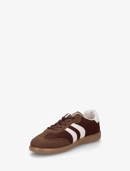 Sneakers en maille et bandes contrastantes - Marron - 3