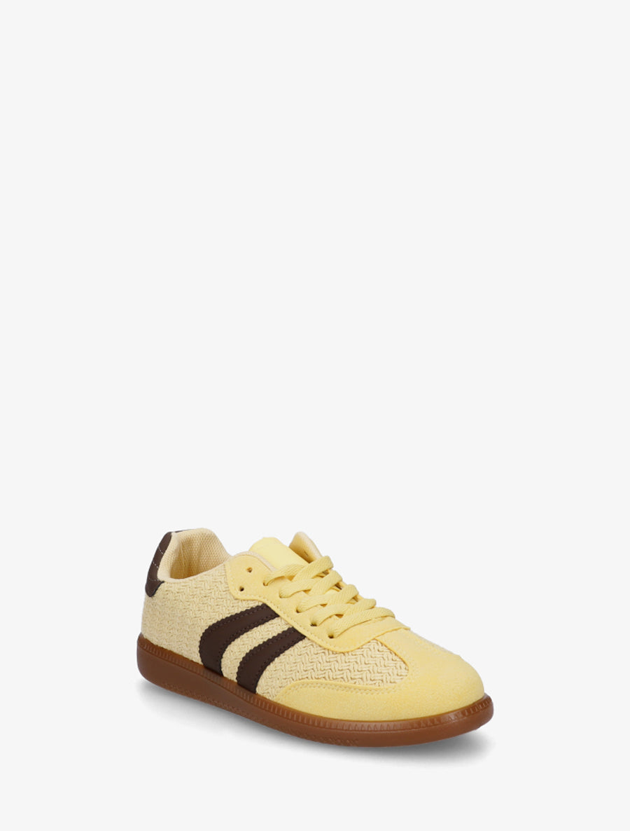 Sneakers en maille et bandes contrastantes - Jaune - 2