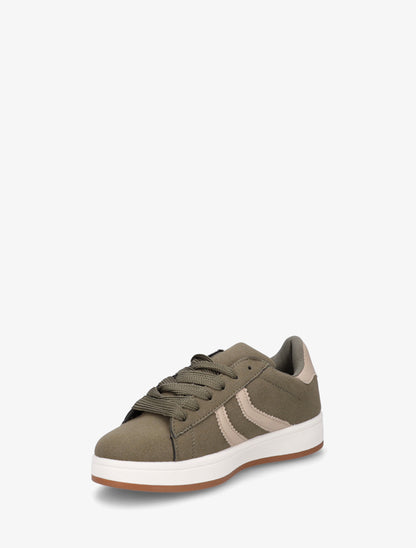 Baskets effet nubuck à bandes dentelées - Kaki - 3