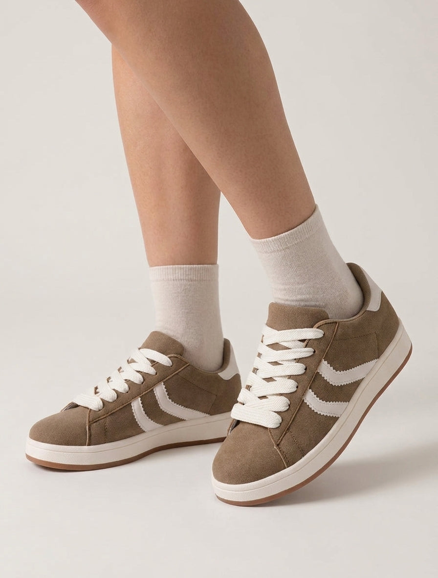 Sneakers van nubuckeffect met gekartelde banden - Mol