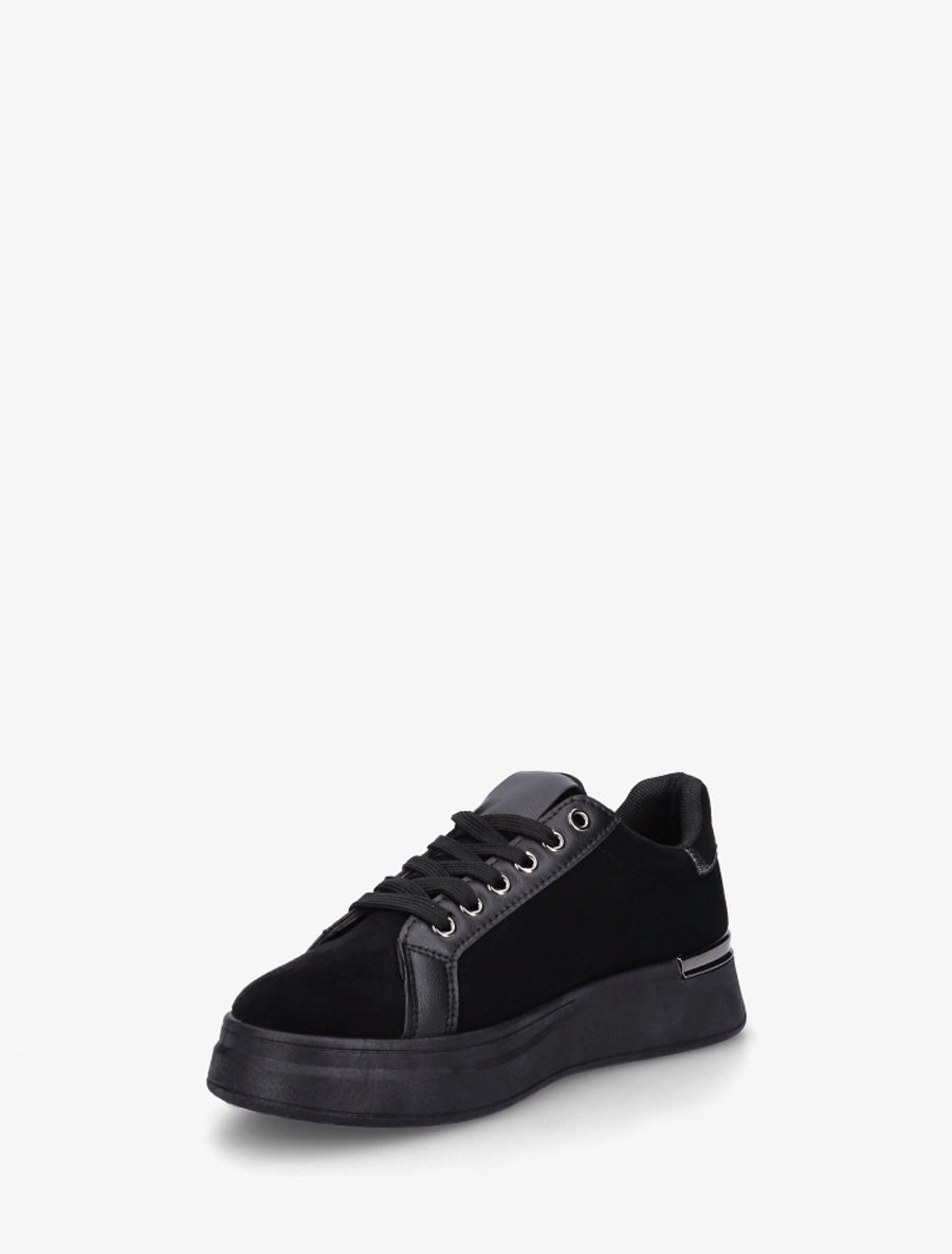 Sneakers en suédine à semelle épaisse - Noir - 3