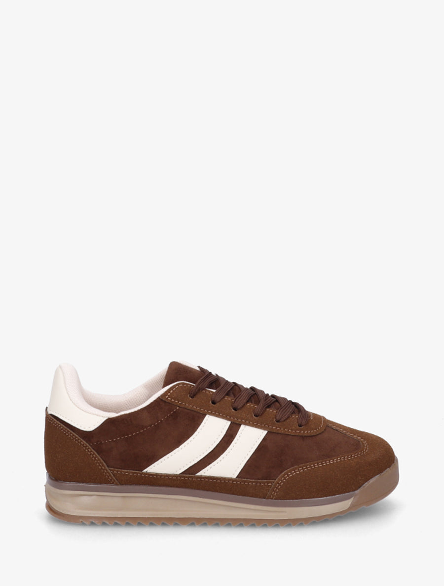 Sneakers en suédine et effet nubuck - Marron - 1