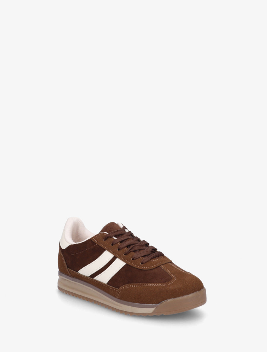 Sneakers en suédine et effet nubuck - Marron - 2
