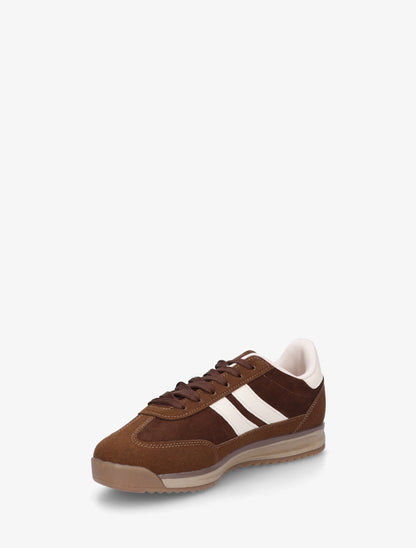 Sneakers en suédine et effet nubuck - Marron - 3