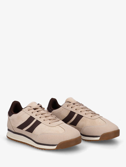 Sneakers en suédine et effet nubuck - Beige - 4