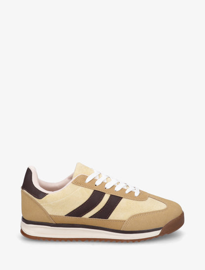 Sneakers en suédine et effet nubuck - Jaune - 1