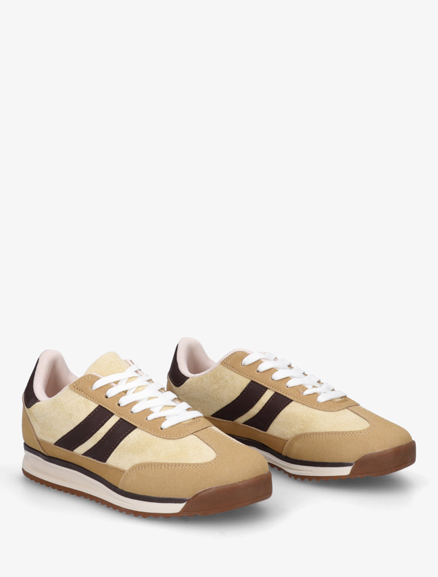 Sneakers en suédine et effet nubuck - Jaune - 4
