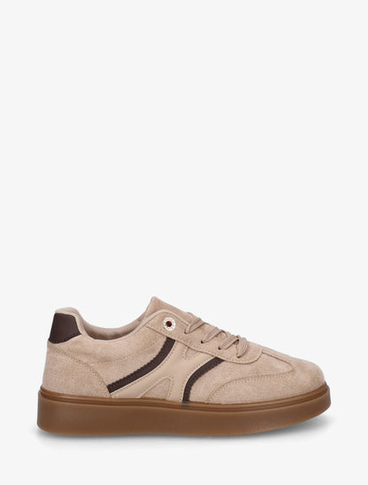 Baskets effet nubuck à oeillets strassés - Taupe - 1