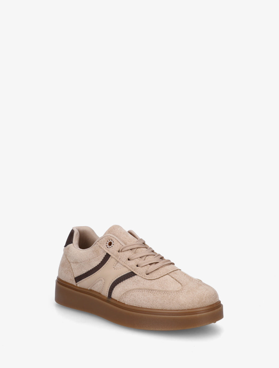 Baskets effet nubuck à oeillets strassés - Taupe - 2