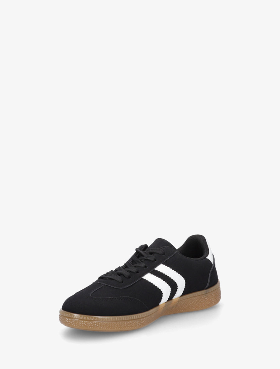 Sneakers effet nubuck à semelle caoutchouc - Noir - 3