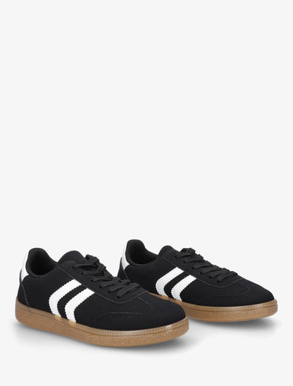 Sneakers effet nubuck à semelle caoutchouc - Noir - 4