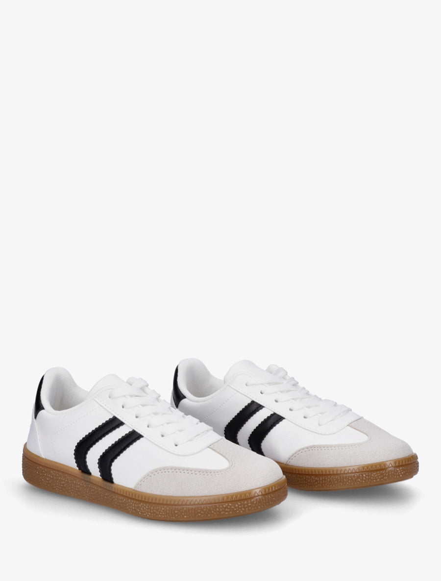 Sneakers effet nubuck à semelle caoutchouc - Blanc - 4
