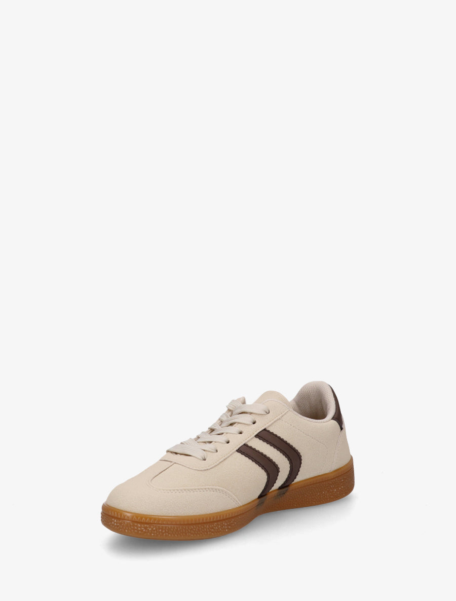 Sneakers effet nubuck à semelle caoutchouc - Beige - 3