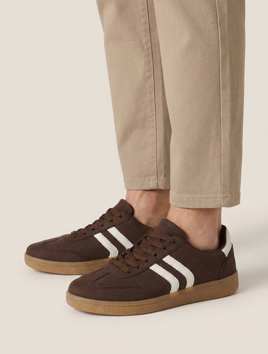 Sneakers van nubuck-effect met rubberen zool - Bruin