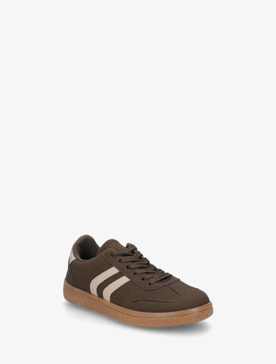 Sneakers effet nubuck à semelle caoutchouc - Kaki - 2
