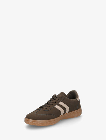 Sneakers effet nubuck à semelle caoutchouc - Kaki - 3