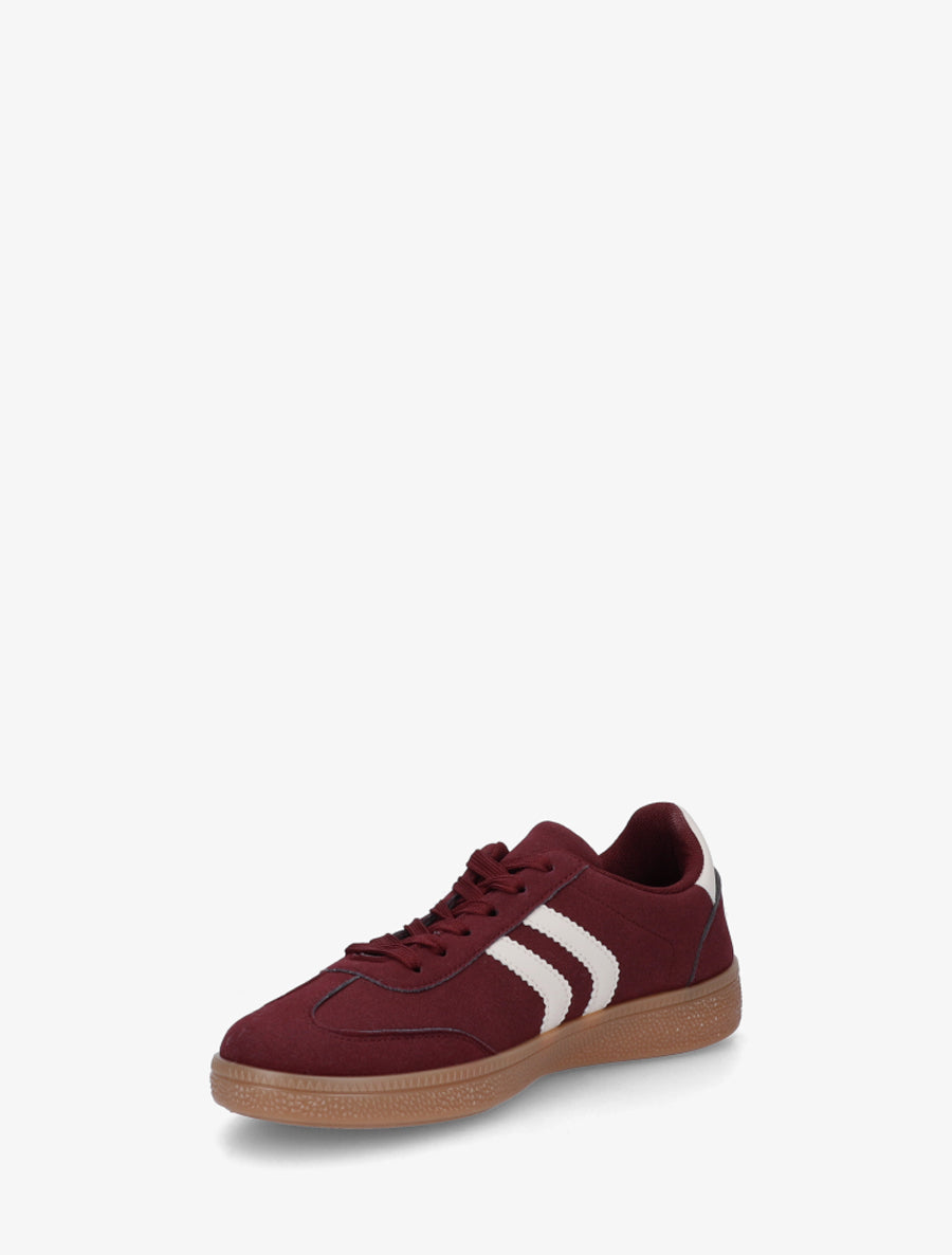 Sneakers effet nubuck à semelle caoutchouc - Bordeaux - 3
