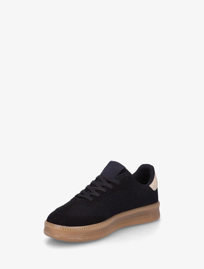 Baskets effet nubuck à empiècement graphique - Noir - 3
