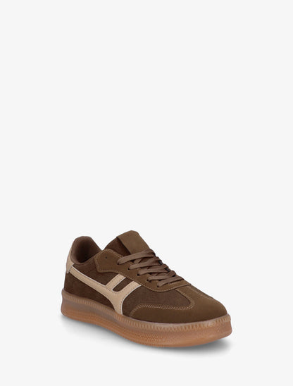 Baskets effet nubuck à empiècement graphique - Kaki foncé - 2
