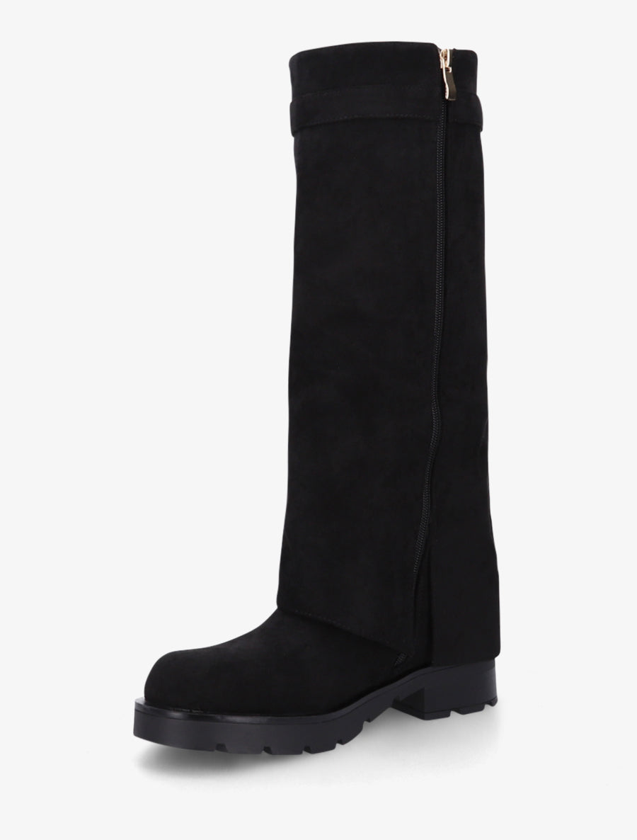 Bottes renversées en suédine - Noir - 3