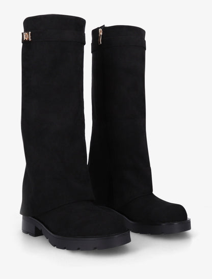 Bottes renversées en suédine - Noir - 4