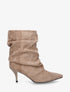 Bottines froncées en suédine à bouts pointus - Taupe - 1