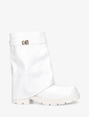 Bottines renversées à sangle et bijou - Blanc - 1