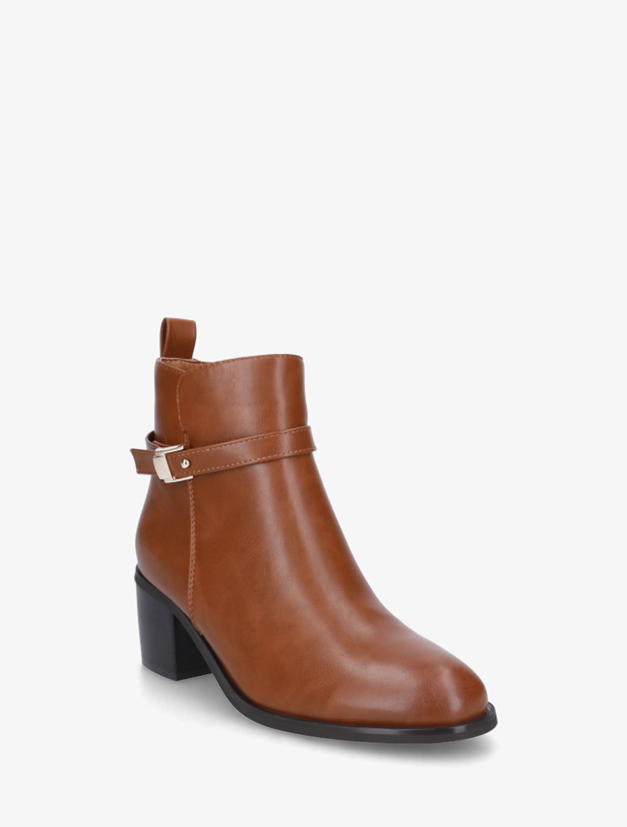 Bottines en simili à talon - Camel - 2
