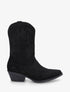 Bottines style santiags en suédine - Noir - 1