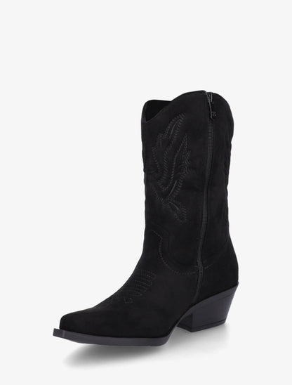 Bottines style santiags en suédine - Noir - 3